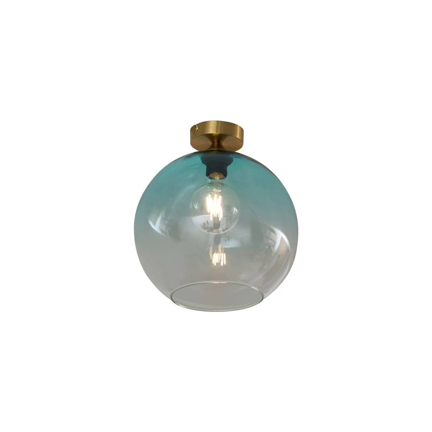 QAZQA Art Deco Deckenleuchte Messing mit Blauem Glas Sandra