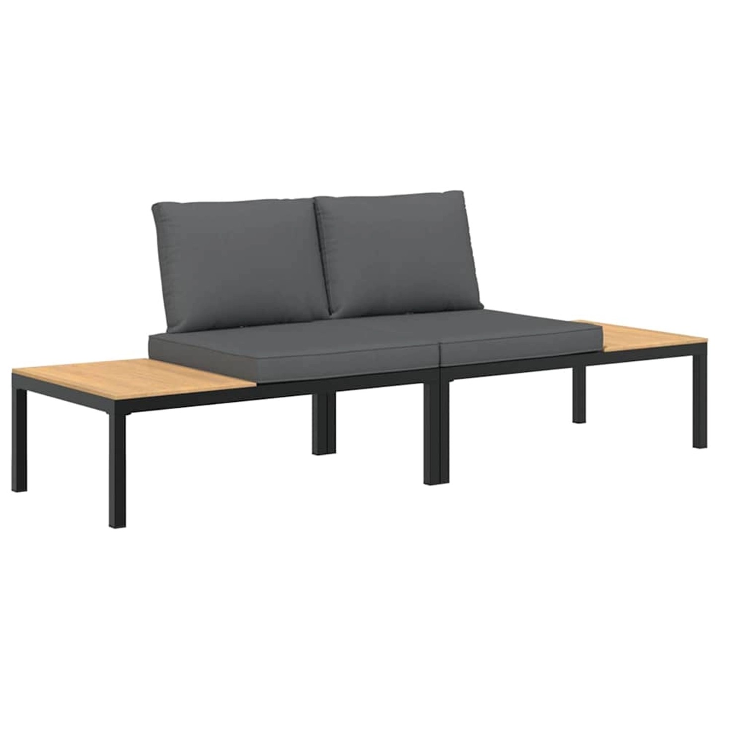 vidaXL 2-Tlg Garten-Sofagarnitur mit Kissen Schwarz Aluminium 3283705