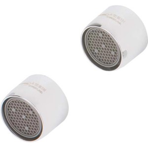 Zwei verchromte Strahlregler Perlator ECO 8 M22 für Sanitärarmaturen.