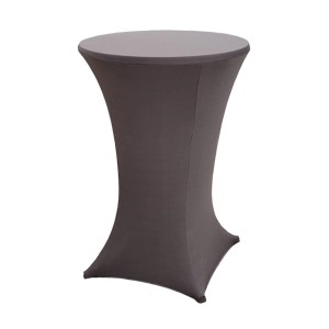 Anthrazitfarbene TRUTZHOLM Stehtischhusse Stretch für Tische mit 70cm Durchmesser.