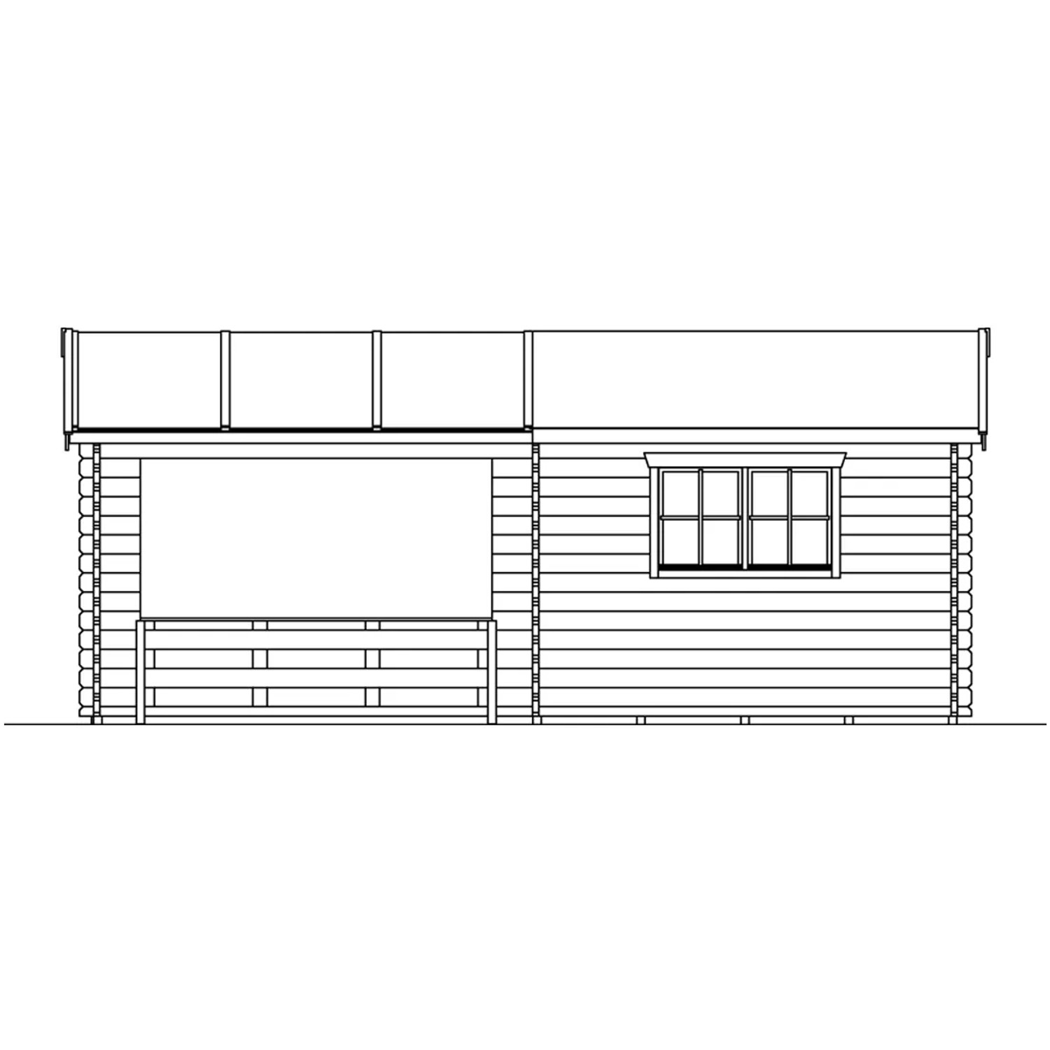 Holz-Gartenhaus Holmestrand von Skan Holz, 380x300 cm, mit Anbau und Fenster. Ideal als Gerätehaus oder Gartenpavillon.