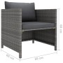 Grauer vidaXL Gartenstuhl aus Rattan mit anthrazitfarbenen Kissen, Teil eines Lounge Sets.