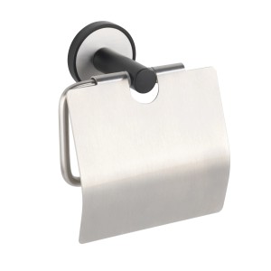 Wenko Toilettenpapierhalter Udine mit Deckel, silber matt, zur Wandmontage im Bad oder Gäste-WC.