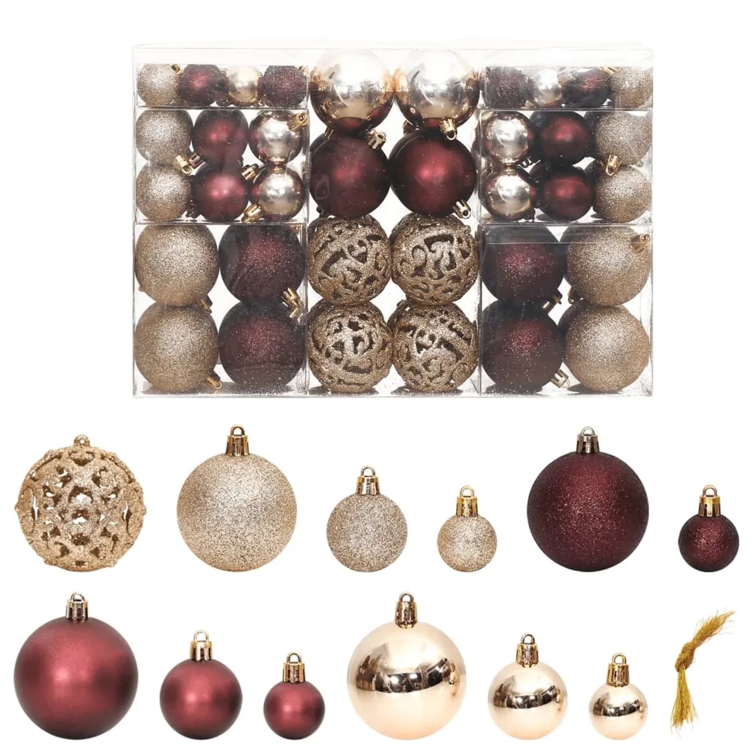 furnicato Weihnachtskugeln 100 Stk. Champagner und Braun 3 / 4 / 6 cm