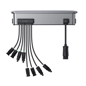 Zendure Hyper 2000 SolarFlow Hybridwechselrichter für Balkonkraftwerke mit Anschlüssen.