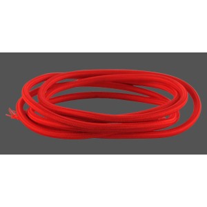 Rotes 3-adriges Textilkabel als Meterware für Lampen.