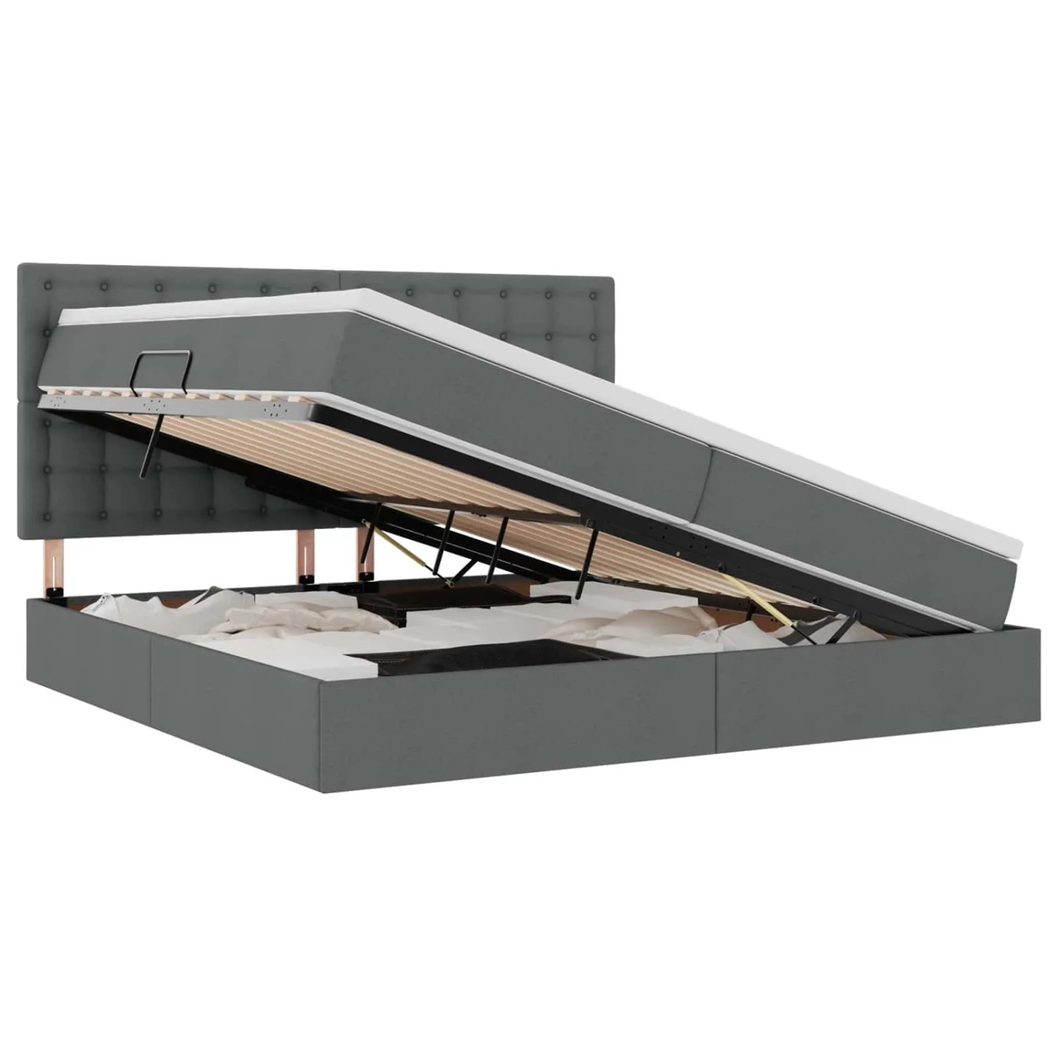 vidaXL Bett mit LED-Lichtleisten Dunkelgrau 200 x 200 cm Stoff 3372565