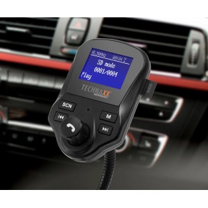 Technaxx FMT1500BT FM DAB+ Transmitter für Auto-Multimedia mit Bluetooth und USB-Ladefunktion.