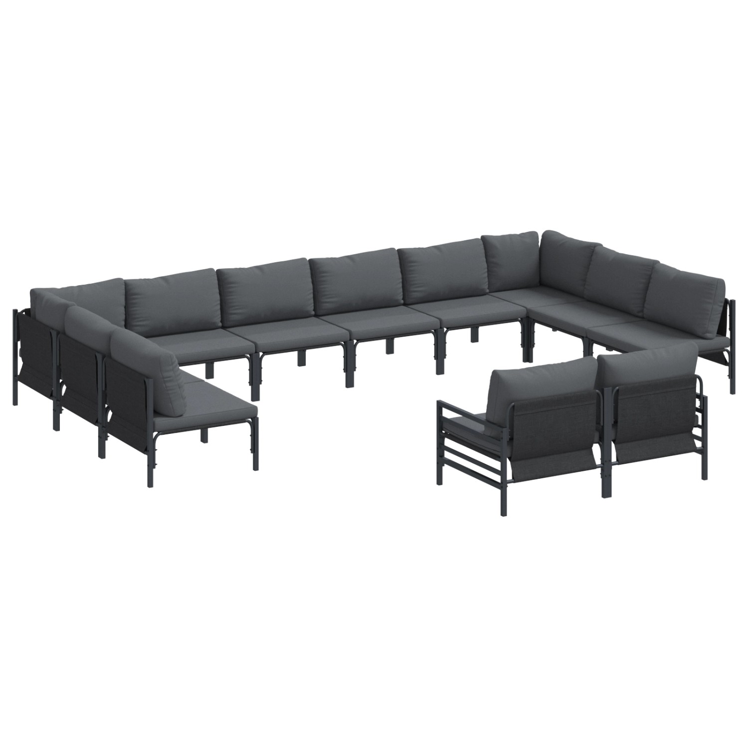 vidaXL Garten-Sofa-Set 12-Tlg Anthrazit Stahl 3379026 günstig online kaufen