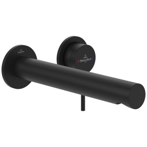 Villeroy & Boch Loop & Friends Waschtischarmatur in Schwarz matt, Wandmontage.