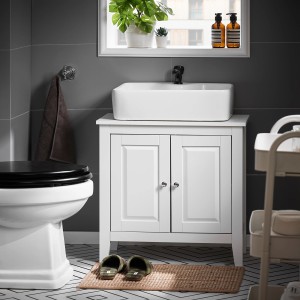 SoBuy Waschbeckenunterschrank Badschrank mit 2 Türen MDF 60x62x30cm Weiß FRG202-W