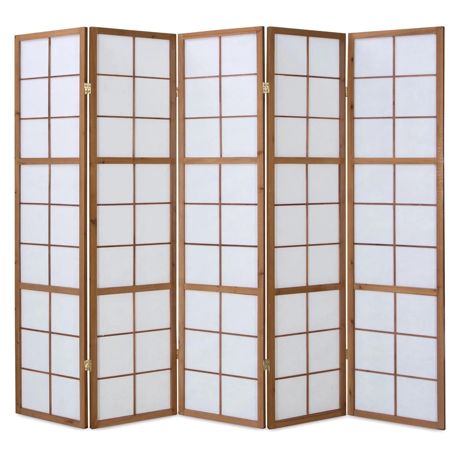 Homestyle4u 5-tlg. Paravent Shoji in Braun 220x175 cm 170