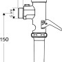 Schell WC-Druckspüler Schellet, Chrom, mit Hebel und Maßen. Für WC-Anschluss.