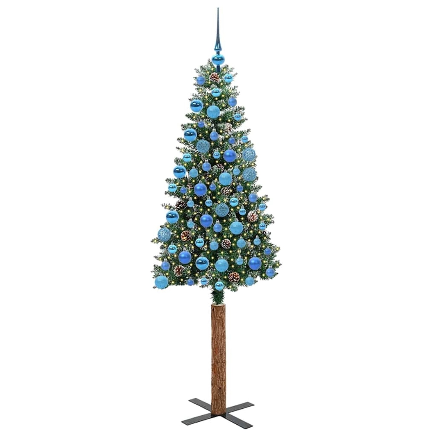 vidaXL Schlanker Weihnachtsbaum mit 300 LEDs Grün und Weiß 180 cm 3394906