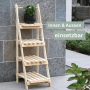DELUKE Blumenleiter Holz TIMMI 4 Stufen für Blumentöpfe Pflanzentreppe Blumentreppe Tannenholz Leiterregal Pflanzen In Outdoor_4