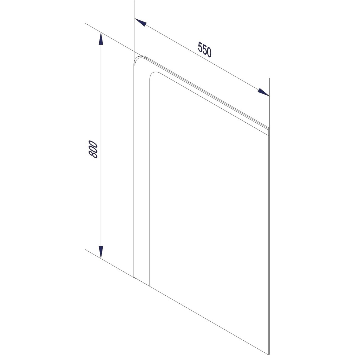 Skizze: Fackelmann Spiegel Milano mit LED-Beleuchtung, 55x80cm, Badspiegel mit Maßangaben.