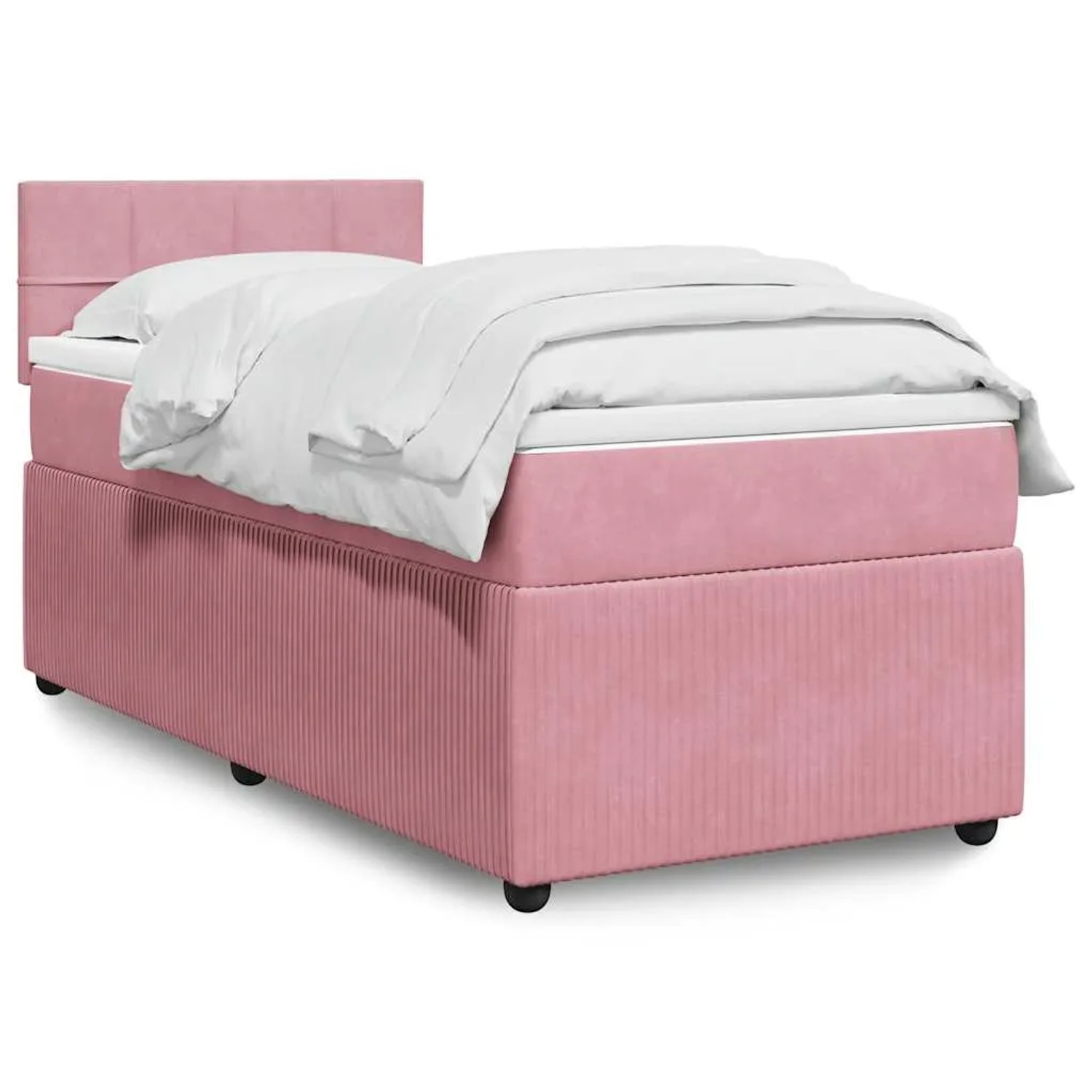 vidaXL Boxspringbett mit Matratze Rosa 90x200 cm Samt 3289955