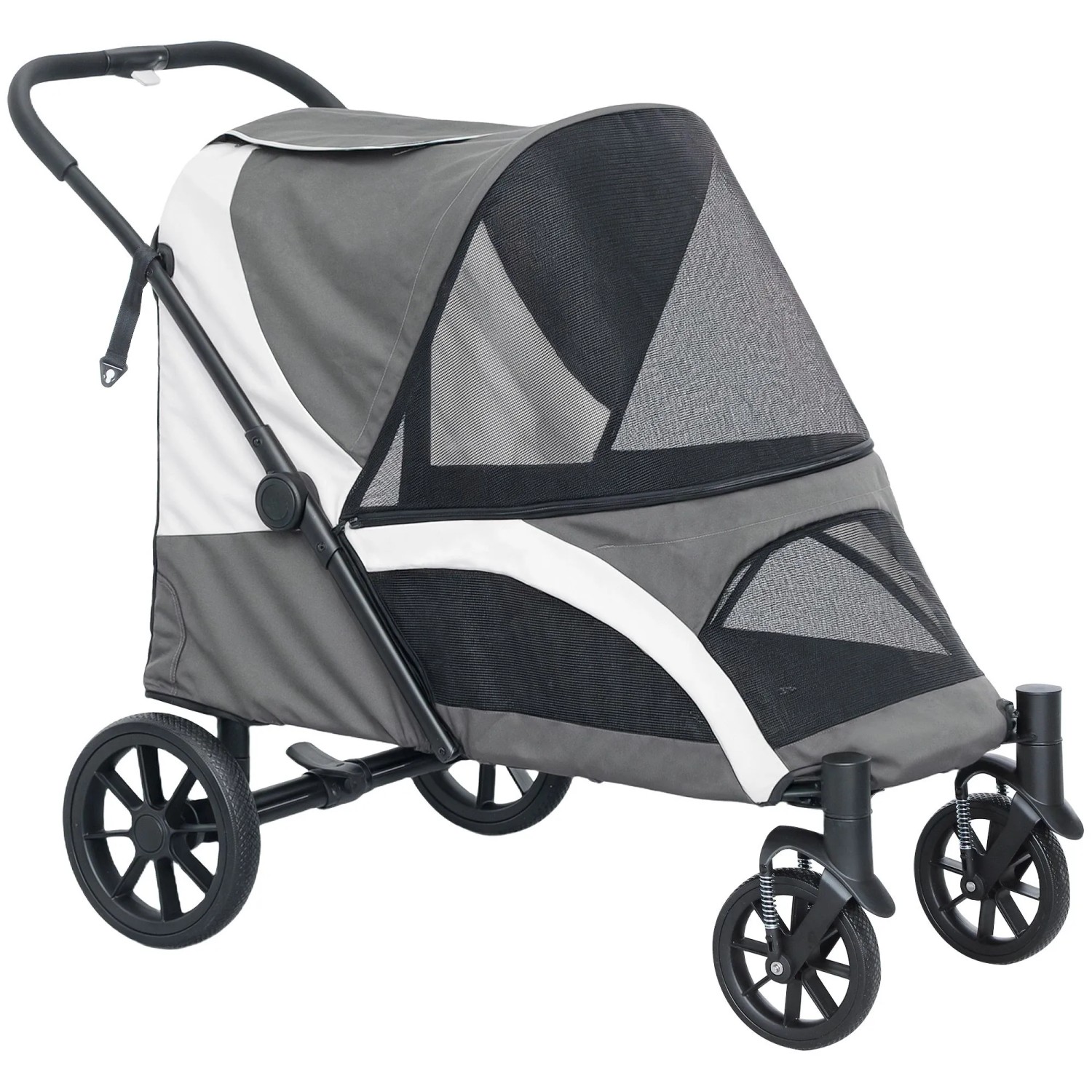 PawHut Pet Stroller Polyester Stahl 124L x 67B x 100H cm Dunkelgrau