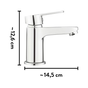 baliv Waschtischarmatur WT-5890 Chrom, Seitenansicht. Moderne Armatur für Waschbecken.