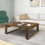 Quadratischer Couchtisch in Räuchereiche Optik, 100x100 cm, aus Holzwerkstoff für Wohnzimmer.