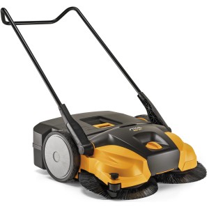 Stiga Kehrmaschine SWP 577 mit 77 cm Reinigungsbreite in Schwarz und Gelb.
