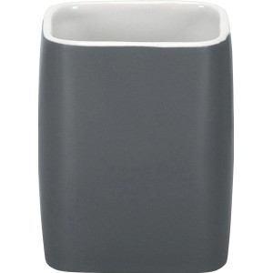 Kleine Wolke Zahnputzbecher Cubic in Anthrazit aus Steinzeug.
