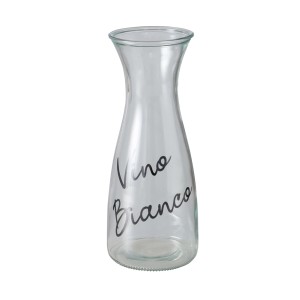 Transparente Boltze Karaffe Cucina mit Aufdruck "Vino Bianco", 26cm hoch. Ideal für stilvolles Servieren.