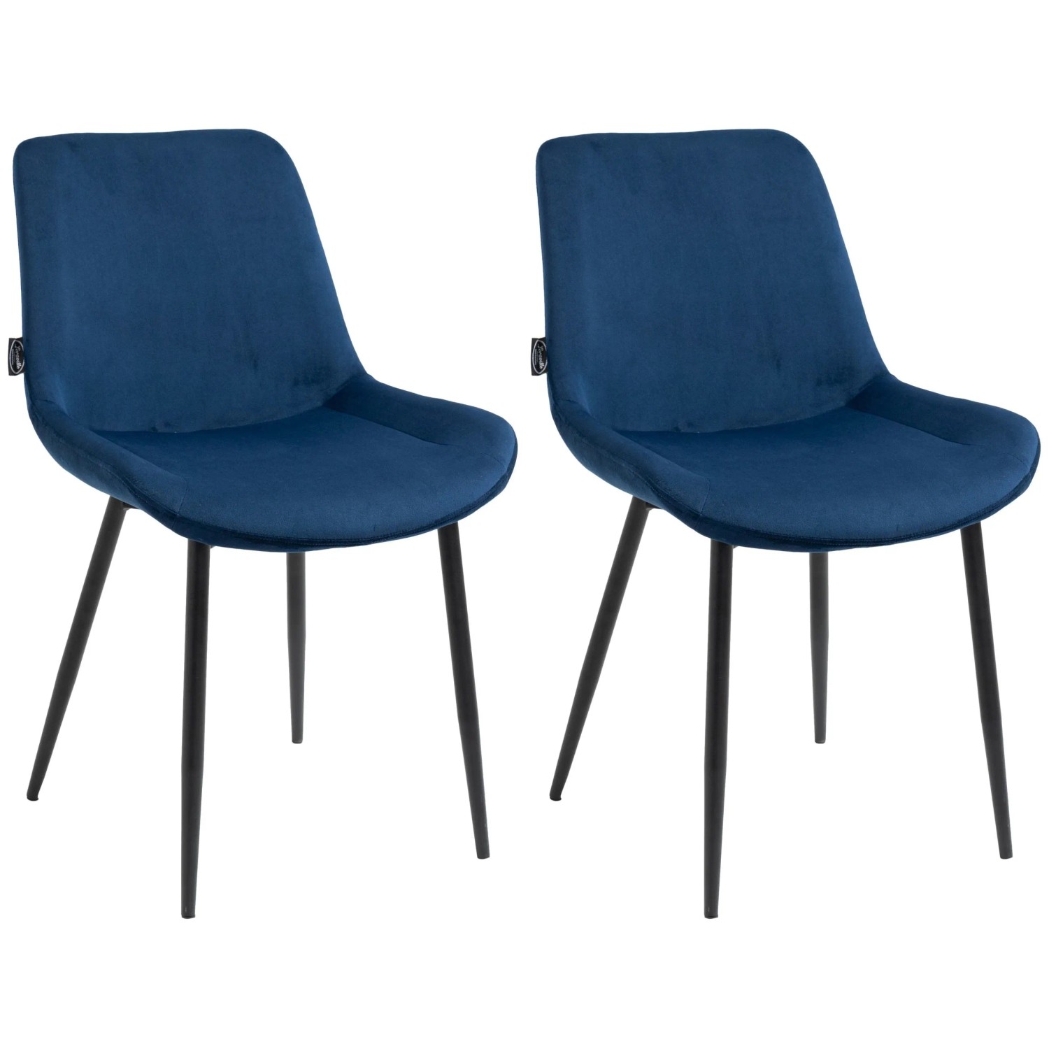 DELUKE 2er Set Esszimmerstühle WIKIL Samt 80x51x60cm Blau Samt Metall Matt Schwarz Gestell Stühle Esszimmerstühle Esstisch Küchenstuhl