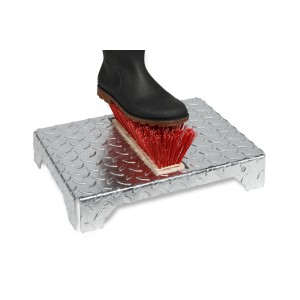 PROREGAL Robuster Schuhreiniger Mit Bürste HxBxT 45,5 x 35,5 x 17 cm Stahl Tränenblech Silber
