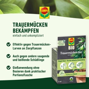 Compo Trauermücken-frei 30 ml, Bio-Mittel gegen Larven & Schädlinge, für ökologischen Landbau.
