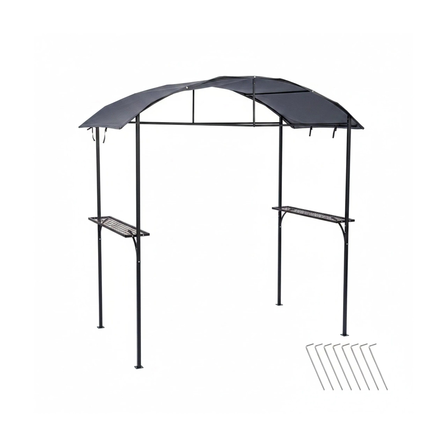 Relaxdays Grillpavillon Stahl Anthrazit Wasserabweisend Pulverbeschichtet mit Seitenablagen 230 cm x 210 cm x 116 cm