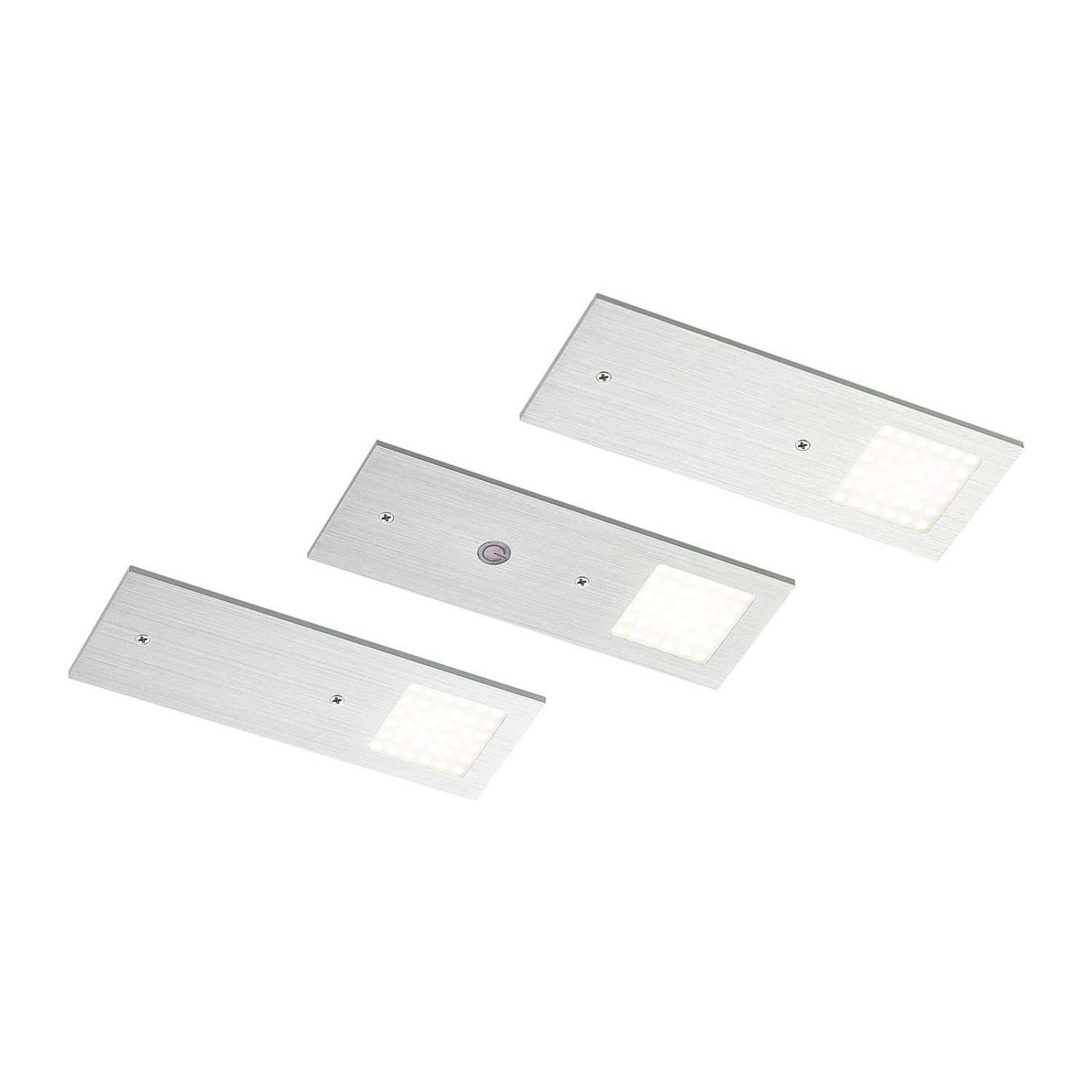 Arcchio 3er Set LED Unterschrankleuchten Nortra 9934043 Dimmbar Modern in Alu aus Aluminium 3-flammig Wohnzimmerleuchte