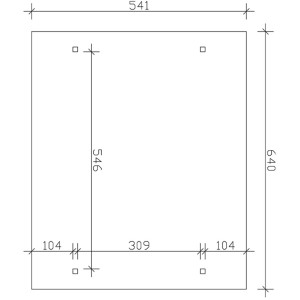 Skizze Carport Skan Holz Odenwald Nussbaum, Maße 640x541cm, Einfahrtsbreite 546cm.