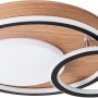 Moderne LED-Deckenleuchte Karney in Schwarz und Holzoptik, 57x40 cm, für Innenräume.