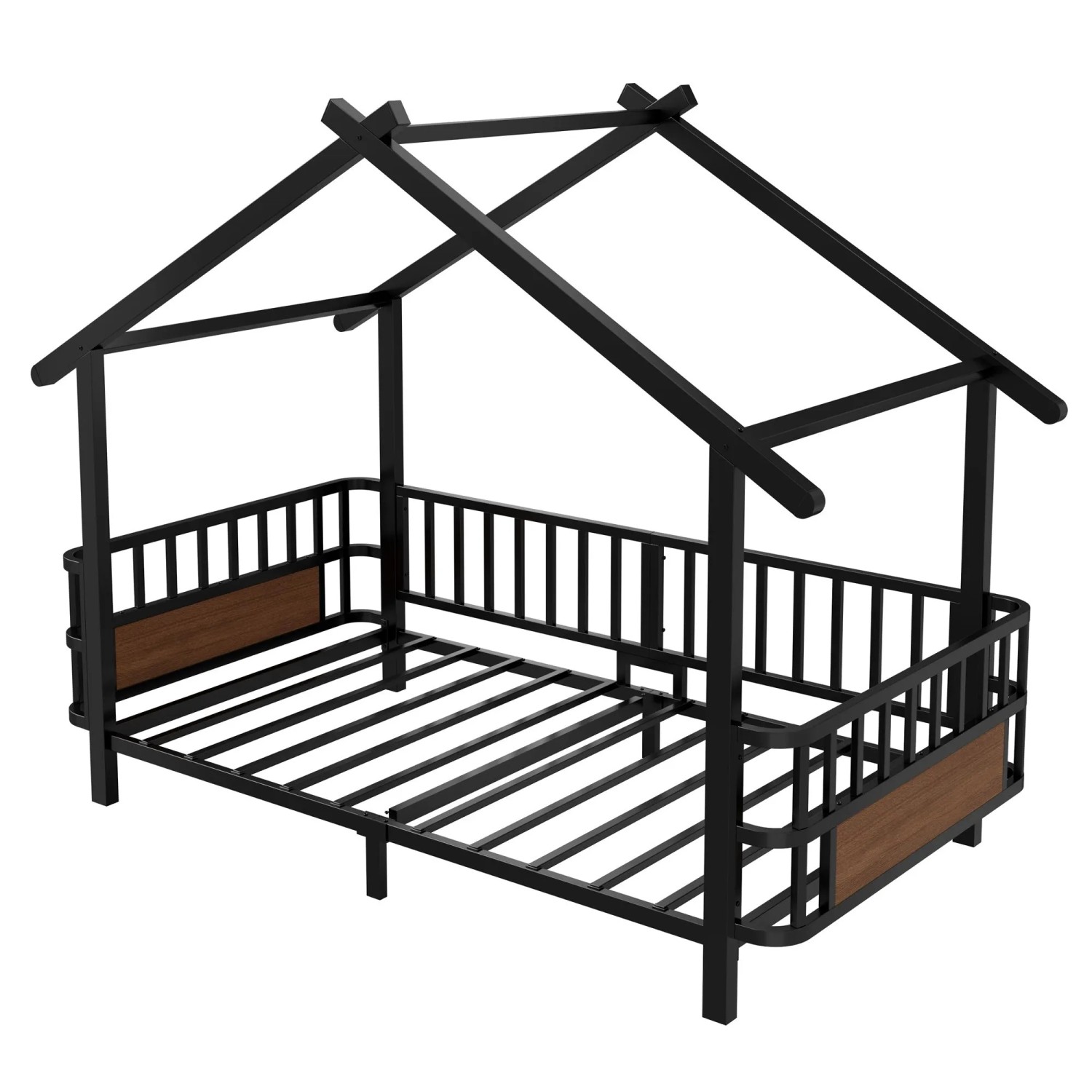 Merax Hausbett Metall 90x200 cm Sicherheitsgitter Schwarz
