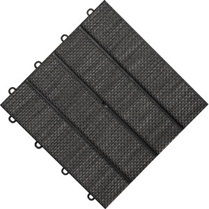 Anthrazitfarbene Florco Klickfliese Tex, 30x30 cm, Textiloptik, ideal für Terrasse & Balkon.