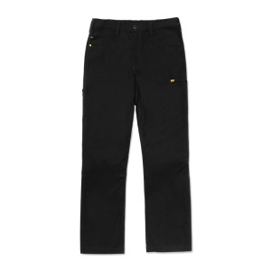 Caterpillar Bundhose Straight Fit Utility in Schwarz. Robuste Arbeitshose aus Canvas mit gelbem Logo, ideal für Arbeitskleidung.