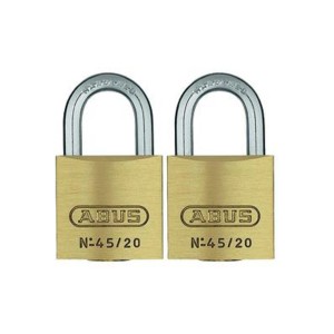 Abus Twinset Vorhängeschloss 40 mm, 2er Set Messing-Vorhängeschlösser mit Stahlbügel.