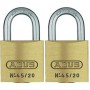 Abus Twinset Vorhängeschloss 40 mm, 2er Set Messing-Vorhängeschlösser mit Stahlbügel.