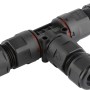 Wasserdichter T-Stecker IP68 für Kabel 1,0-2,5mm², ideal für Außeninstallationen.