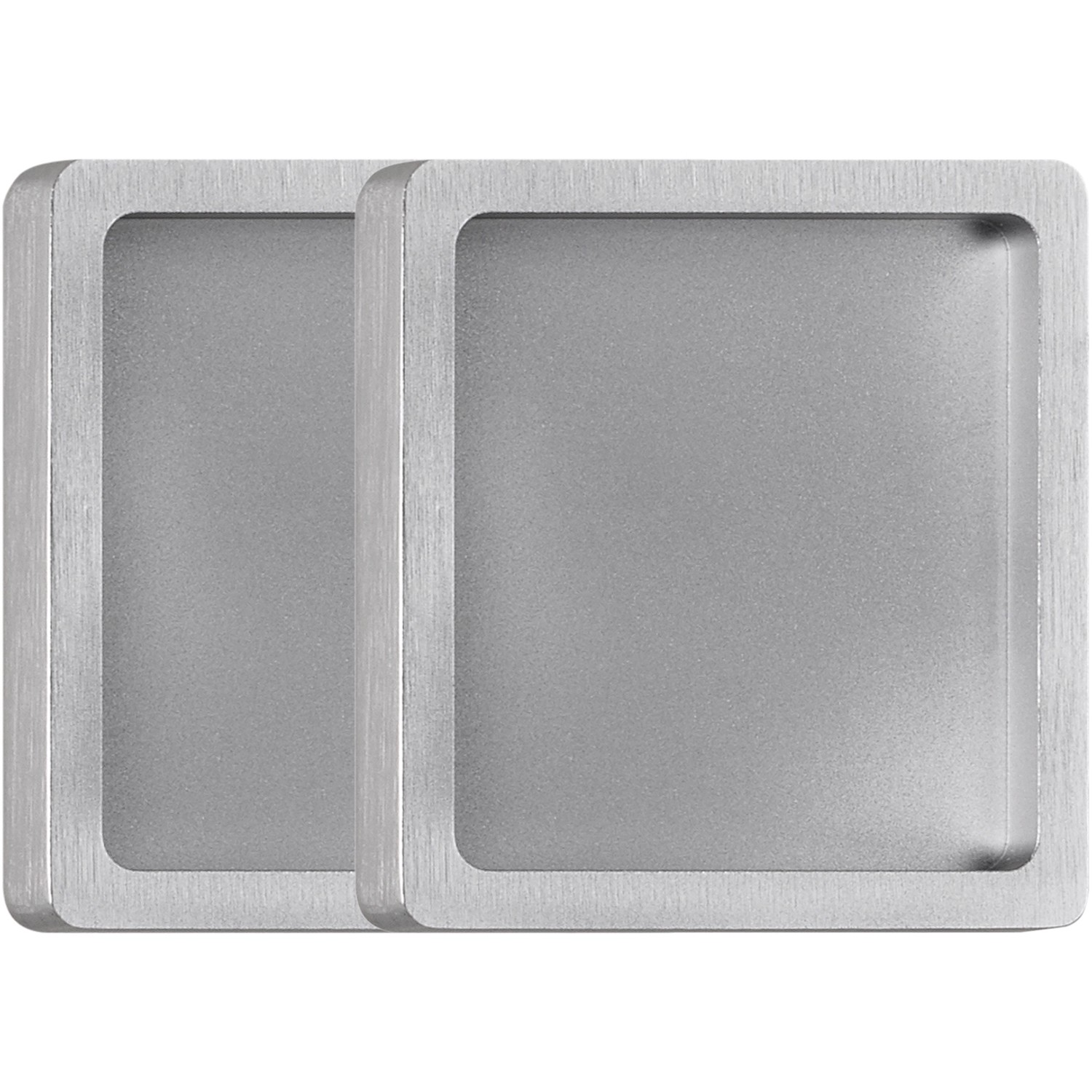 Griffmuschelpaar Quadratisch Aluminium Edelstahl Optik 65 x 65 mm zum Kleben