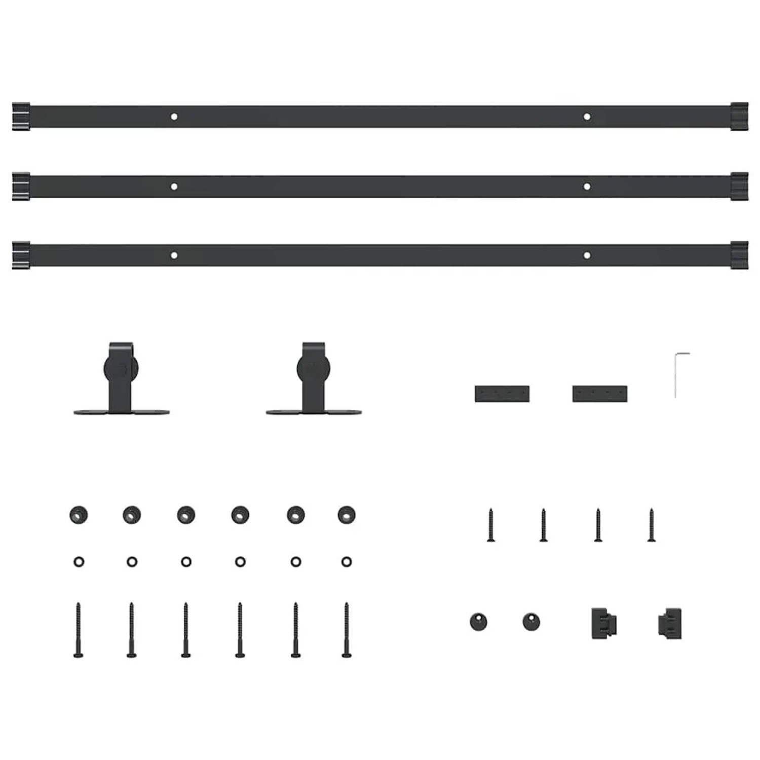 vidaXL Schiebetürbeschlag Set 244cm, Karbonstahl, für Schranktüren. Komplettes Set mit Schienen, Rollen und Zubehör.