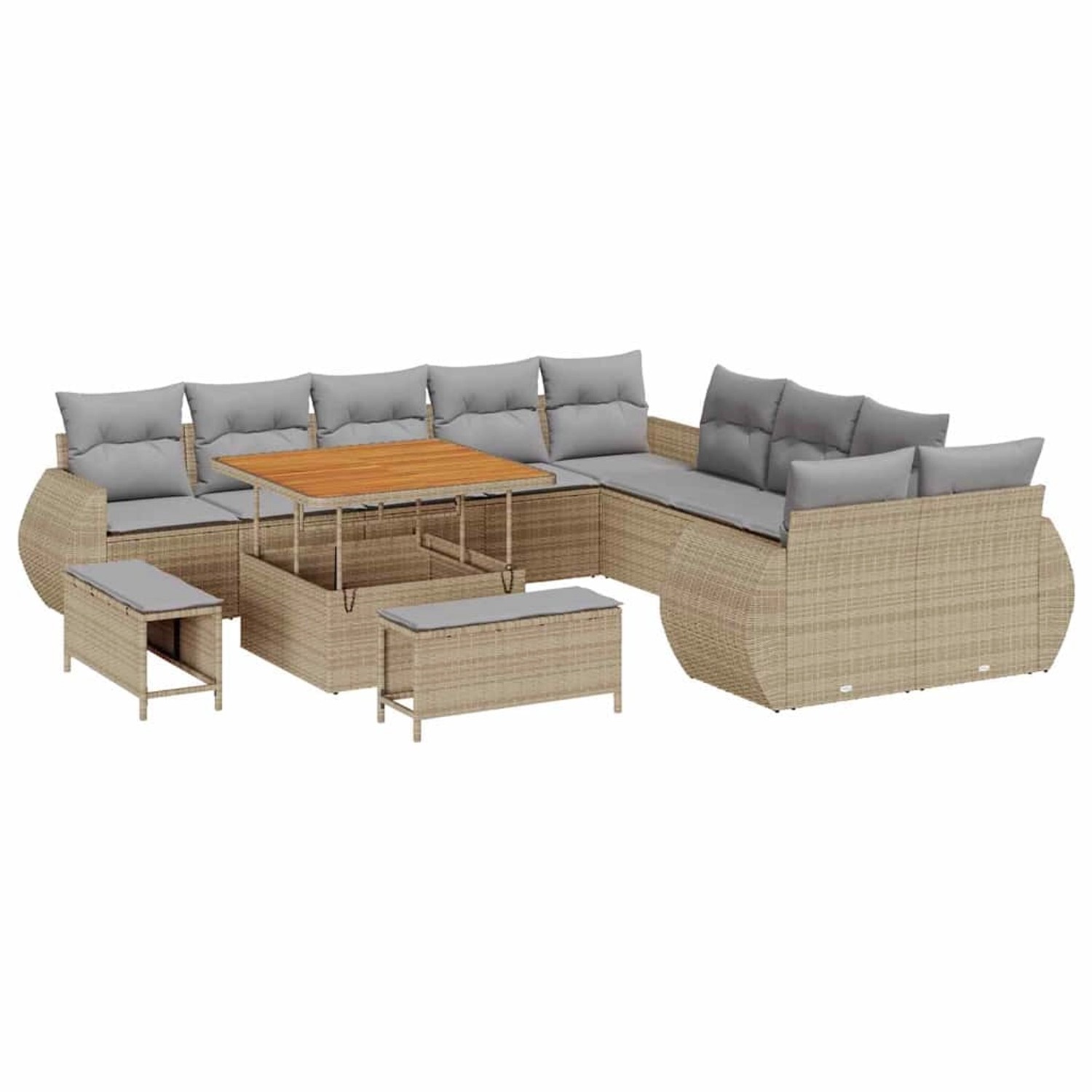 vidaXL Garten-Sofa-Set 13-Tlg Beige Poly Rattan 3361927 günstig online kaufen