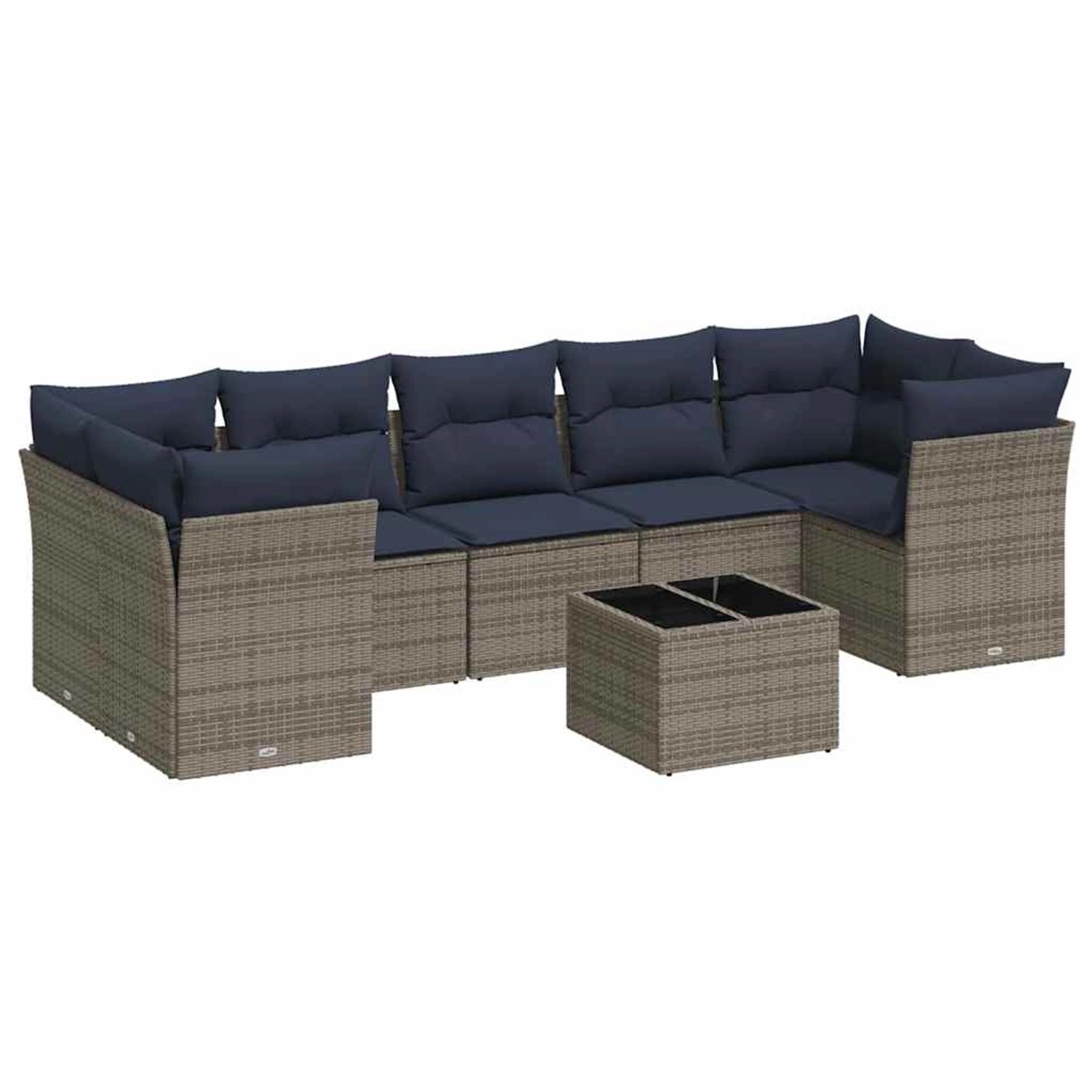 vidaXL 8-Tlg Garten-Sofagarnitur mit Kissen Grau Poly Rattan 3217291