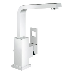 Grohe Eurocube Waschtischarmatur L, Chrom, Einhandmischer mit hohem, schwenkbarem Auslauf.