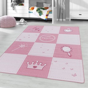 Ayyildiz Kinderteppich Play 2905 Pink, 80x120 cm mit Prinzessinnen Motiven.