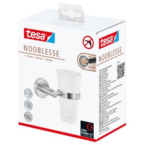 Tesa Nooblesse Zahnputzbecher in Edelstahloptik, zur Wandmontage ohne Bohren.
