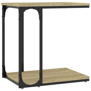 vidaXL Beistelltisch Sonoma-Eiche, 50x35x52 cm, Holzwerkstoff und Stahl, C-Form Design.