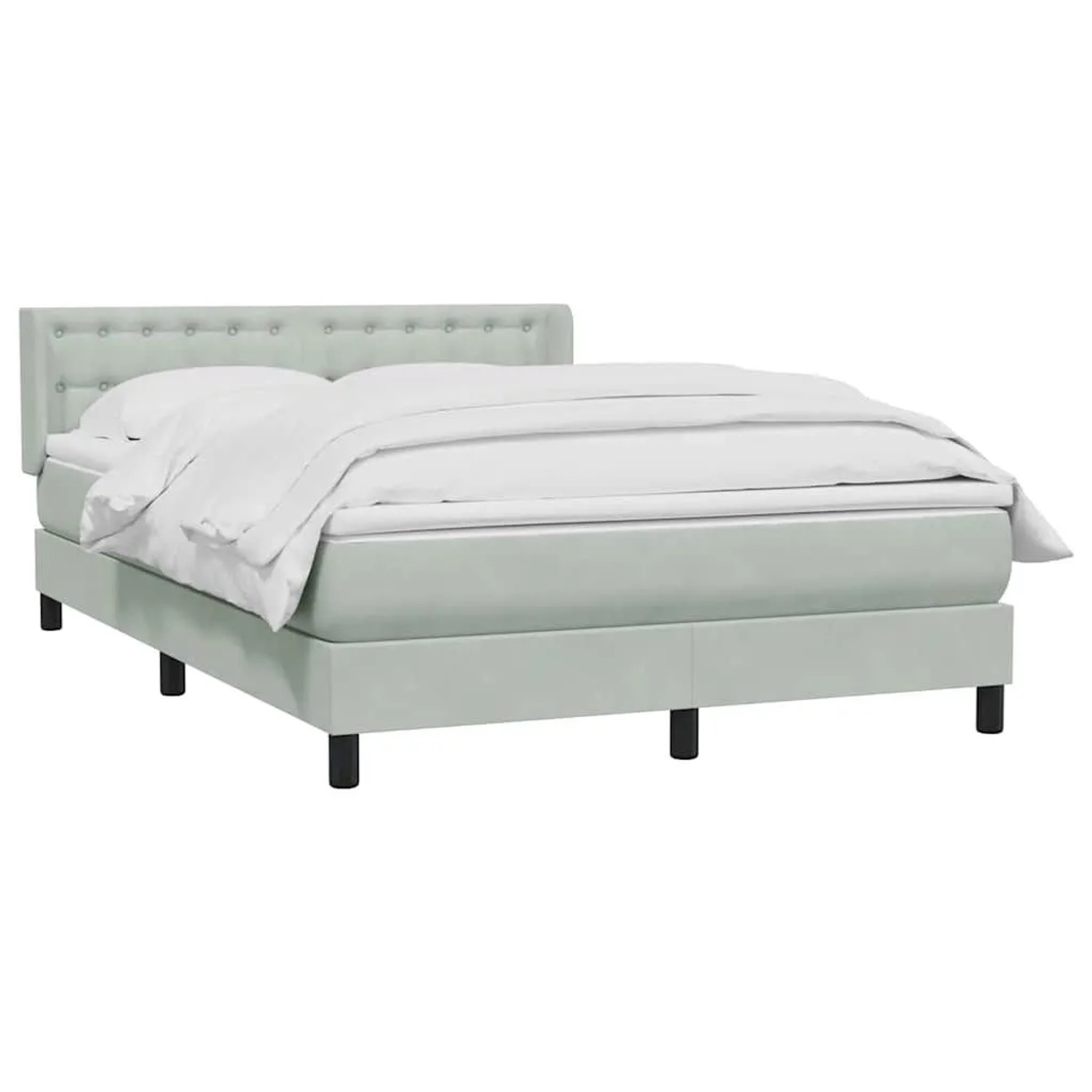 vidaXL Boxspringbett mit Matratze Hellgrau 160x220 cm Samt 3318495