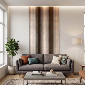 Relaxdays Akustikpaneele 4er Set MDF PET Eichenholz Eiche Hell Schallabsorbierend 60 cm x 60 cm x 1,8 cm